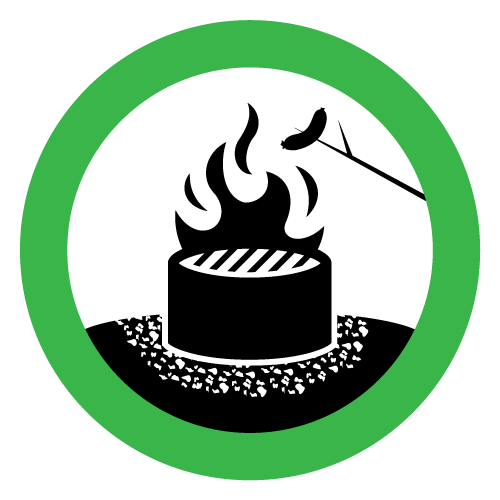 Grön ring som innehåller illustration av en fast grillplats