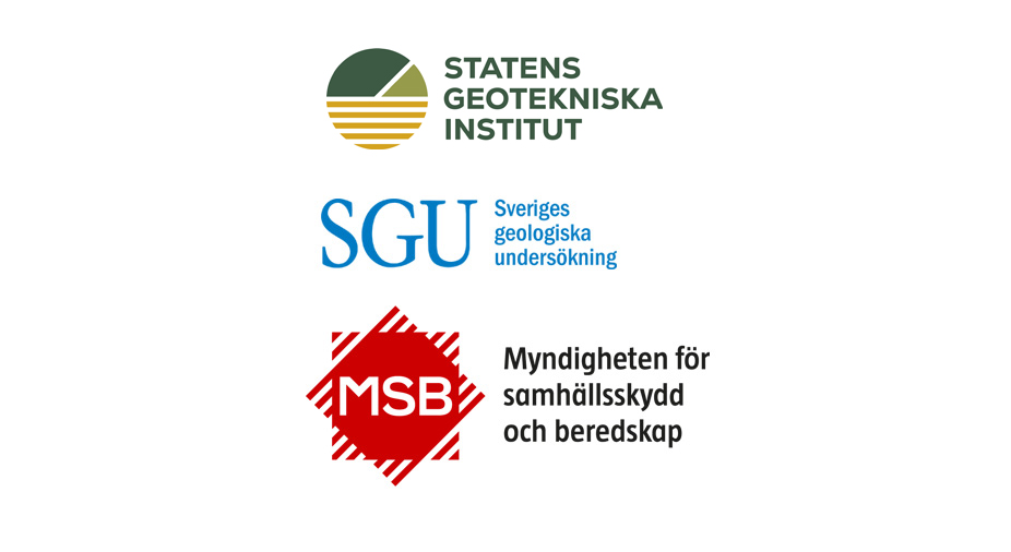 Logotyper för Statens geotekniska institut,  Sveriges geologiska  undersökning, MSB